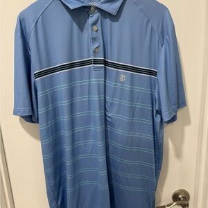 Izod Men's Light Blue Striped Polo Shirt